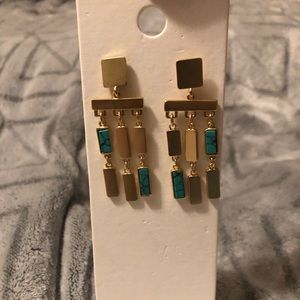 Express gold with blue in middle dangle earrings !